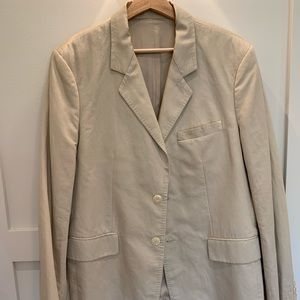 Men’s Cotton/Linen blend two-button blazer. Sz 50. Beige